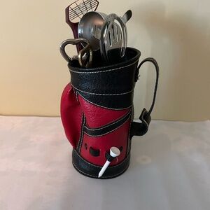 Mid Century Golf Bag Barware Utensil Set.